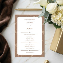 Elegante Boda de Arte de Línea Floral Mocha