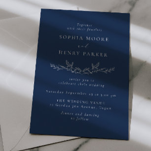 Invitación Elegante boda de arte de línea naval