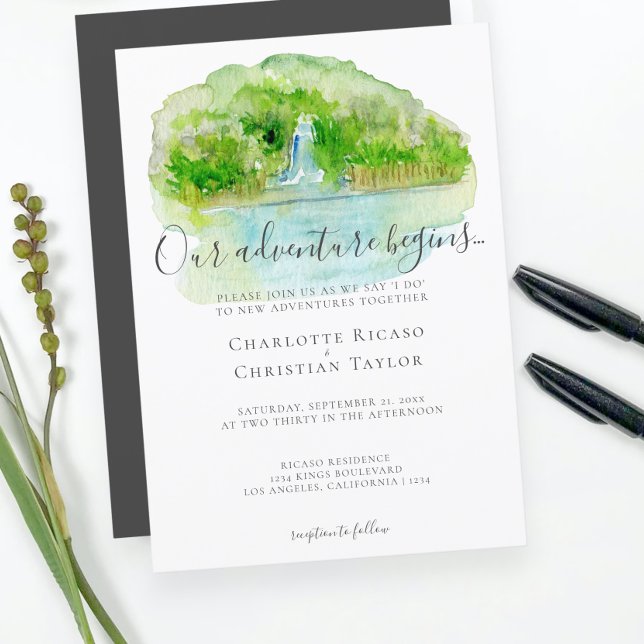 Invitación Elegante Boda de Aventura de Cascada (Subido por el creador)