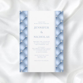 Invitación Elegante Boda de Azul en Polvo con Diamantes Acolc