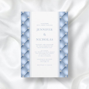 Invitación Elegante Boda de Azul en Polvo con Diamantes Acolc