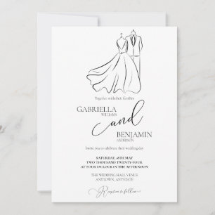 Invitación Elegante Boda de B&W Tux y Boda formal de vestir