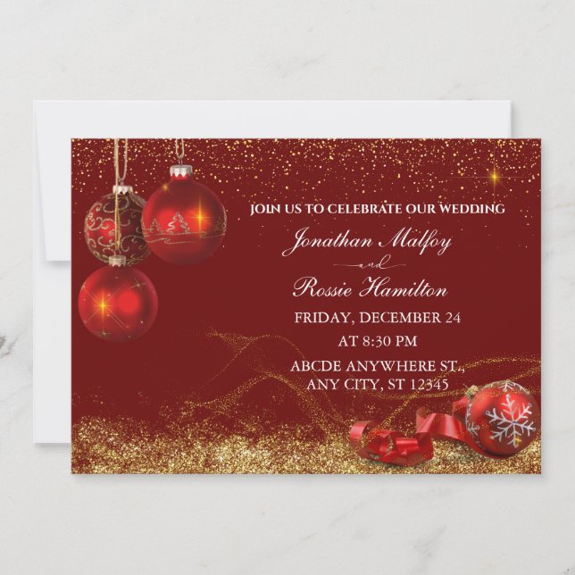 Invitación Elegante boda de baloncesto de navidades brillante (Anverso)