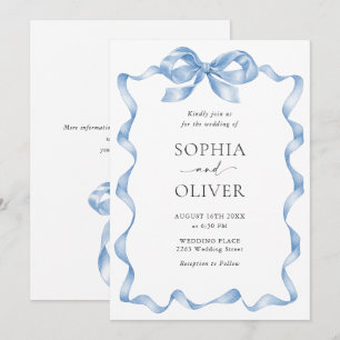 Invitación Elegante Boda de barniz azul turbio