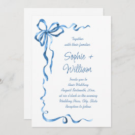 Invitación Elegante Boda de barniz azul turbio