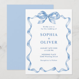 Invitación Elegante Boda de barniz azul turbio