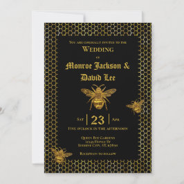 Invitación Elegante Boda de Beehive de Bee Sparkling de Oro N