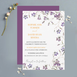 Invitación Elegante Boda de Bellflower Lavanda Floral