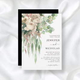 Invitación Elegante Boda de Black Floral Peonies