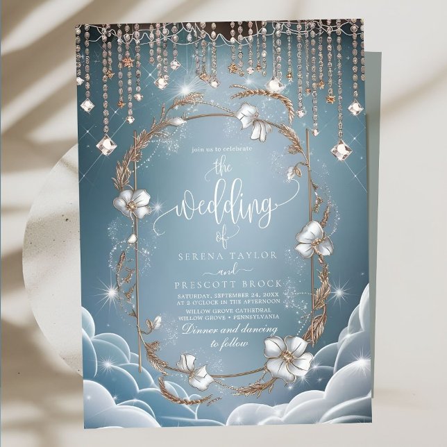 Invitación Elegante Boda de Blue Crystal Drops (Subido por el creador)