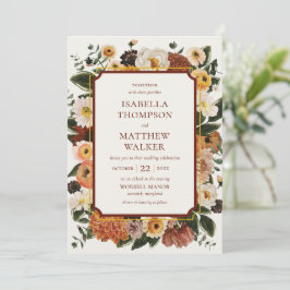 Invitación Elegante Boda de Bohemio con Flores Silvestres Acu
