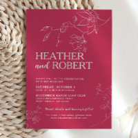Elegante Boda de Boho Botánico Magenta Floral