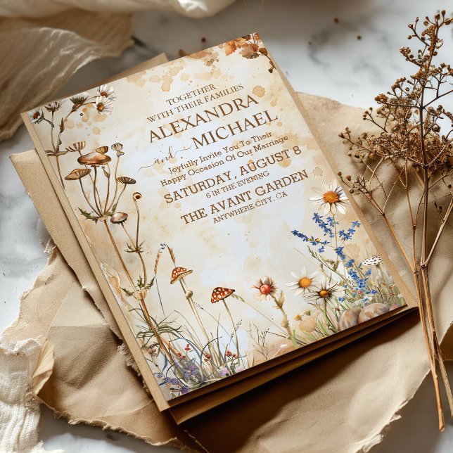 Invitación Elegante Boda de Boho Flores Silvestres (Subido por el creador)