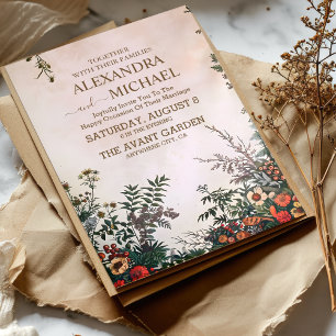 Invitación Elegante Boda de Boho Rústico de Flor Silvestre