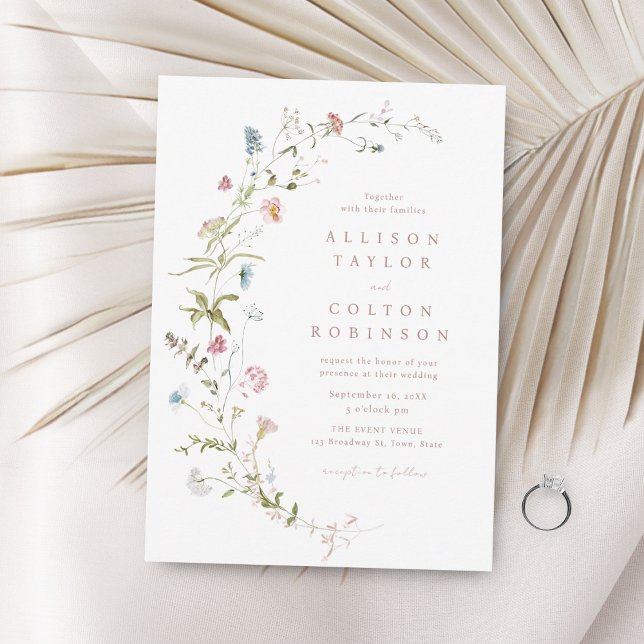 Invitación Elegante Boda de Boho Rústico de Flor Silvestre Ro (Subido por el creador)