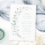 Invitación Elegante Boda de Boho Rústico Dusty Blue Wildflowe<br><div class="desc">Elegantes y delicadas flores silvestres de acuarela, junto a los detalles de su evento. Paletas pasteles de amarillo pálido, blanco roto, verde sabio, azul polvoriento y vegetación botánica, sencillas y románticas. Grandes invitaciones de bodas florales para boda rústico moderno, bodas en el jardín y boda boho en primavera y verano....</div>