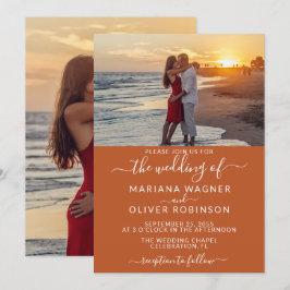 Invitación Elegante Boda de Boho Terracotta