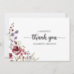 Invitación Elegante Boda de Boho Wildflower Gracias carta