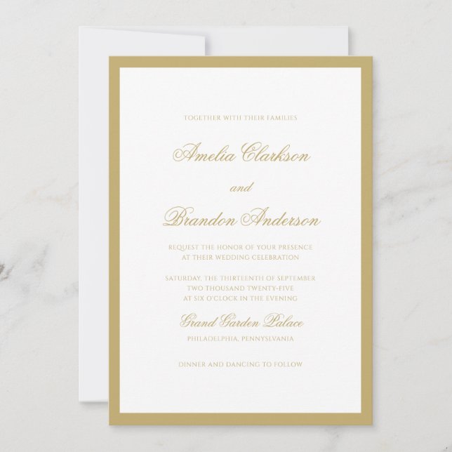 Invitación Elegante Boda de borde de guión formal clásico de  (Anverso)