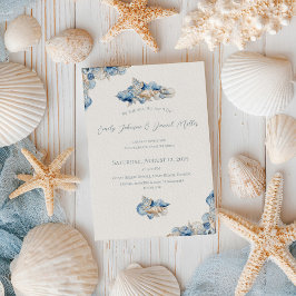 Invitación Elegante Boda de borde de la concha de mar