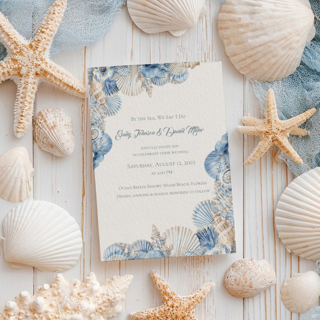 Invitación Elegante Boda de borde de la concha de mar (Subido por el creador)