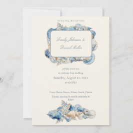 Invitación Elegante Boda de borde de la concha de mar
