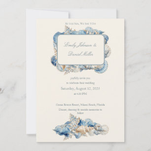 Invitación Elegante Boda de borde de la concha de mar