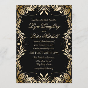 Invitación Elegante Boda de borde dorado cepillado