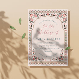 Invitación Elegante Boda de borde floral de marco oriental