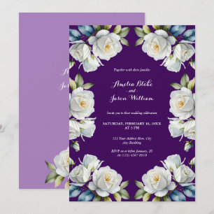 Invitación Elegante Boda de borde floral rosa blanca púrpura