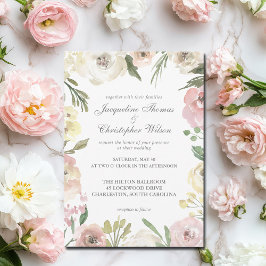 Invitación Elegante Boda de borde Rubor de marfil rosado