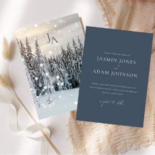 Invitación Elegante Boda de Bosque Nevado en País de las Mara