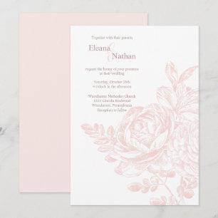 Invitación Elegante Boda de Bouquet de Flora Blanca Rosa