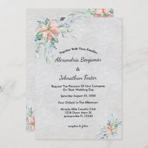 Invitación Elegante Boda de Bouquet de Flores de Coral Peach