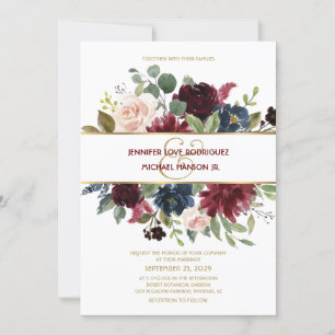 Invitación Elegante Boda de Bouquet Floral de la Marina Merlo