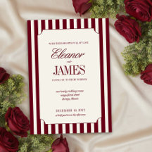 Elegante boda de Burgundy y crema con raya preppy