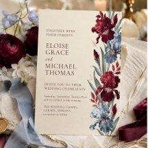 Elegante Boda de Burgundy y Iris Azul Polvo