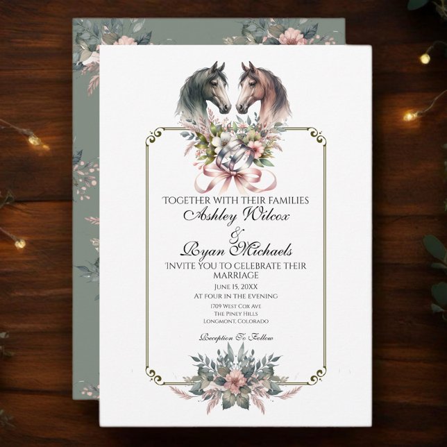 Invitación Elegante Boda de caballos de primavera (Enjoy this beautiful collection of elegant watercolor designs.)