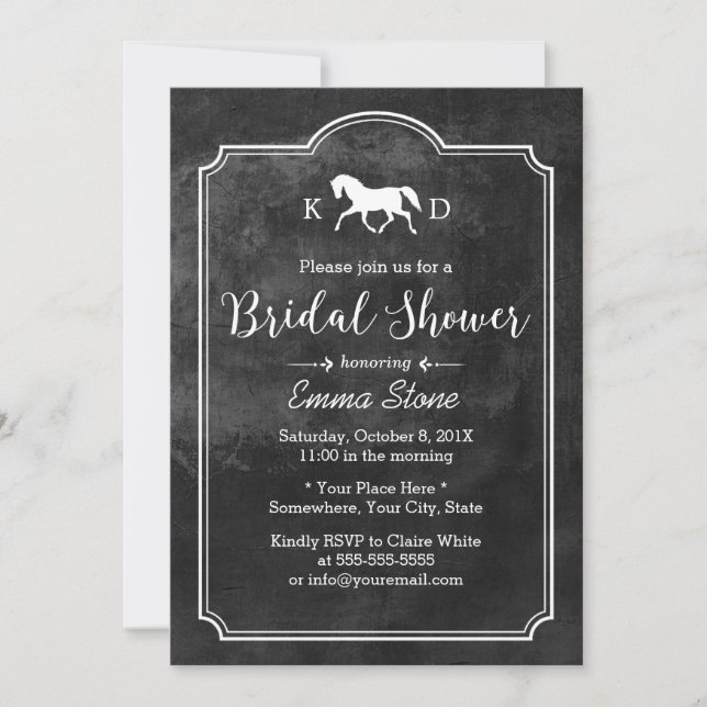 Invitación Elegante Boda de caballos ducha de novia (Anverso)