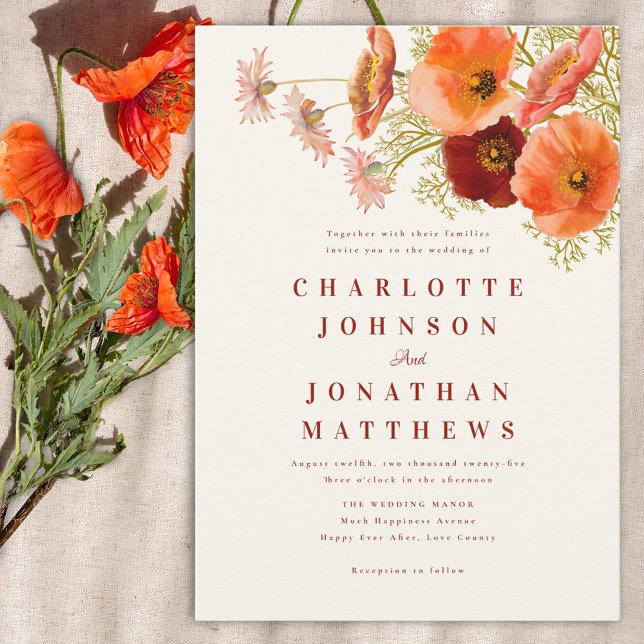 Invitación Elegante Boda de Caída de Flor Silvestre (Modern watercolor floral wedding invitation)