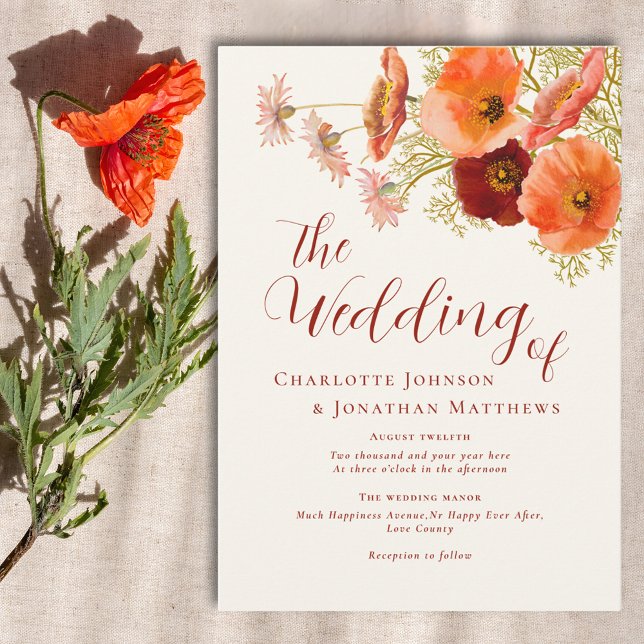Invitación Elegante Boda de Caída de Flor Silvestre (Boho wildflower wedding invitation )