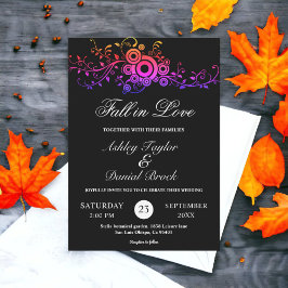 Invitación Elegante Boda De Caída De Neón Blanco Y Negro