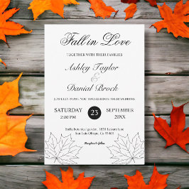 Invitación Elegante Boda De Caída Rústica De Arce Negro Y Bla