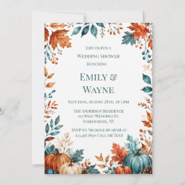 Invitación Elegante Boda de Calabaza con Óxido y Verde Azulad