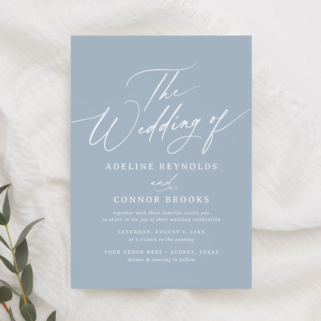 Invitación Elegante Boda de caligrafía azul turquesa (Subido por el creador)