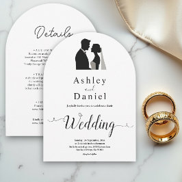 Invitación Elegante Boda De Caligrafía Blanca Y Negra Sencill