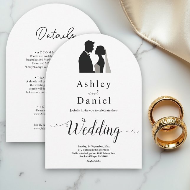 Invitación Elegante Boda De Caligrafía Blanca Y Negra Sencill (Subido por el creador)