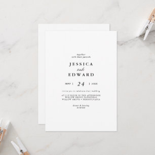 Invitación Elegante Boda de caligrafía casual blanco negro