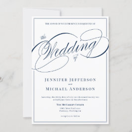 Invitación Elegante Boda de caligrafía clásica de la Marina B