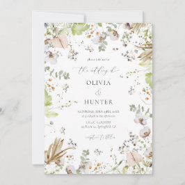 Invitación Elegante Boda de caligrafía de flor silvestre